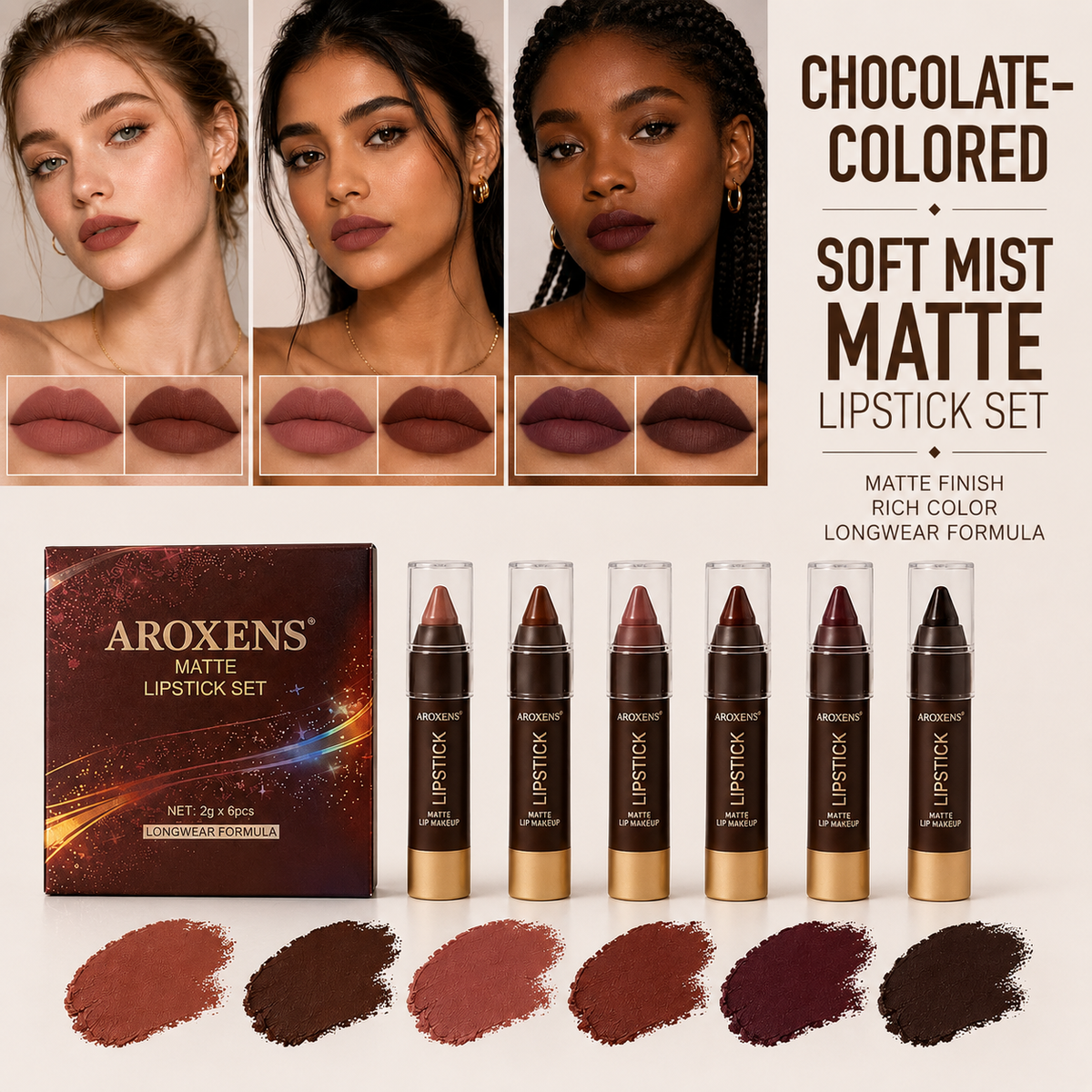 Chocolate-colored soft mist matte lip liner