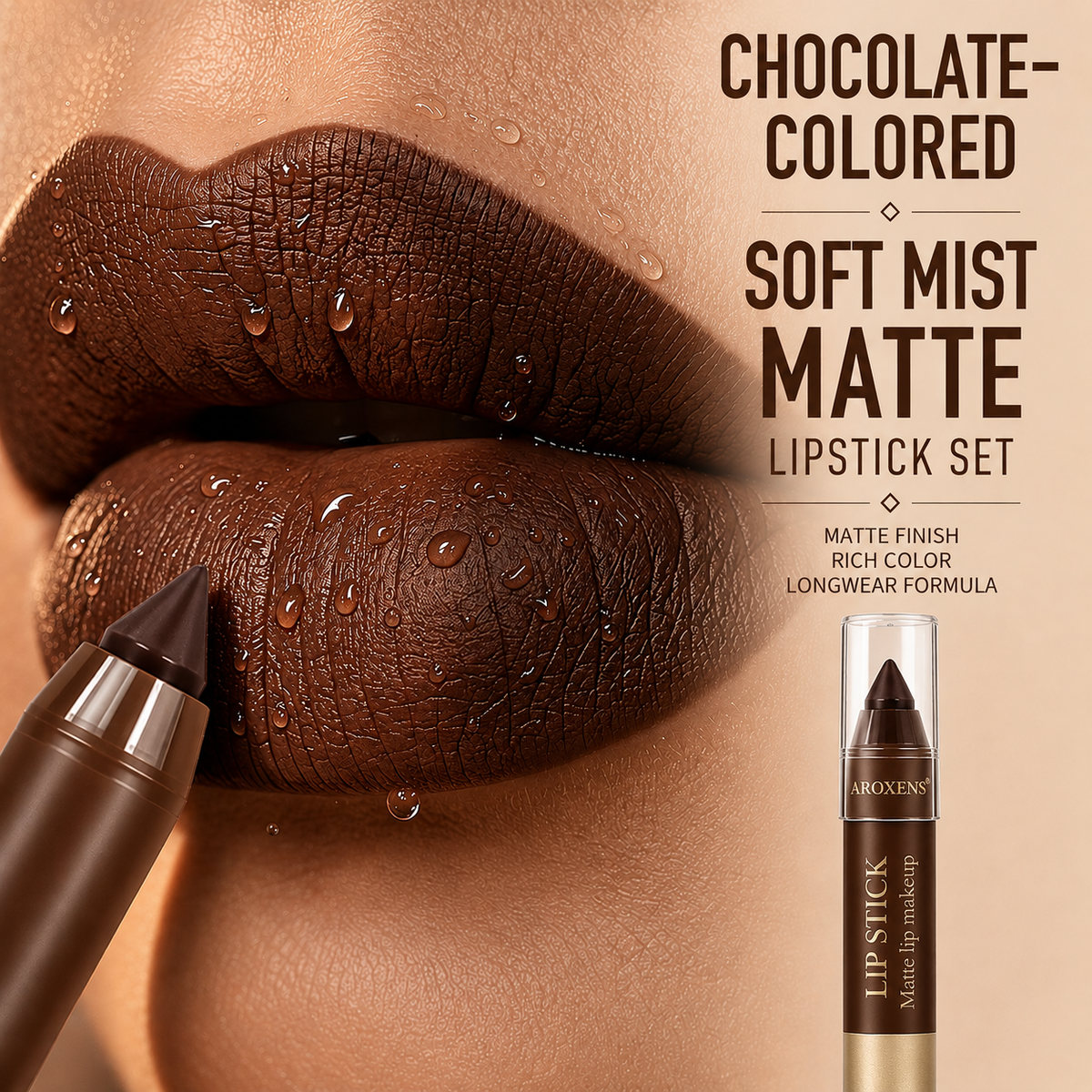 Chocolate-colored soft mist matte lip liner