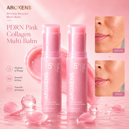 Aroxens PDRN Pink Collagen Multi Balm Stick – Wrinkle Care, Plumping Firming & Moisturizing Face Balm
